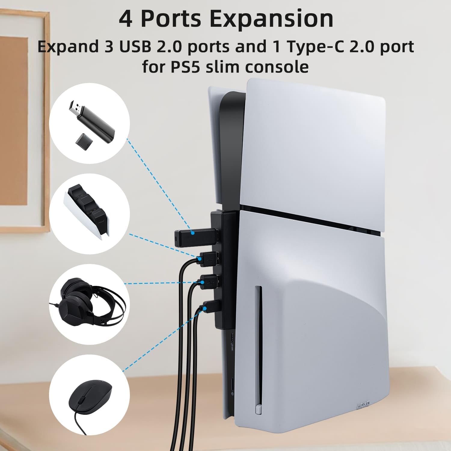 4 Ports USB Hub for PS5 Slim D - огляд і ціна Gaming Console Sony